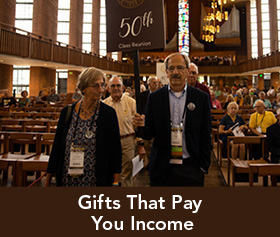Rollover image of people during a reunion. Link to Gifts That Pay You Income.