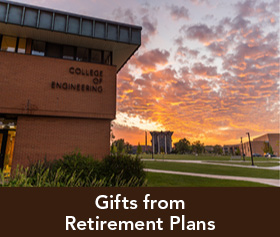 Rollover image of a campus building. Link  to Gifts of Retirement Plans.