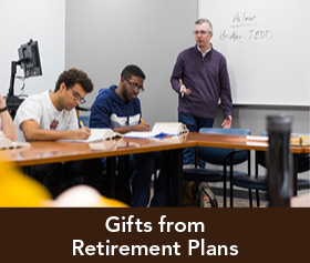 Rollover image of a classroom. Link  to Gifts of Retirement Plans.